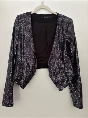 Ark & Co Black Sequin Cropped Jacket